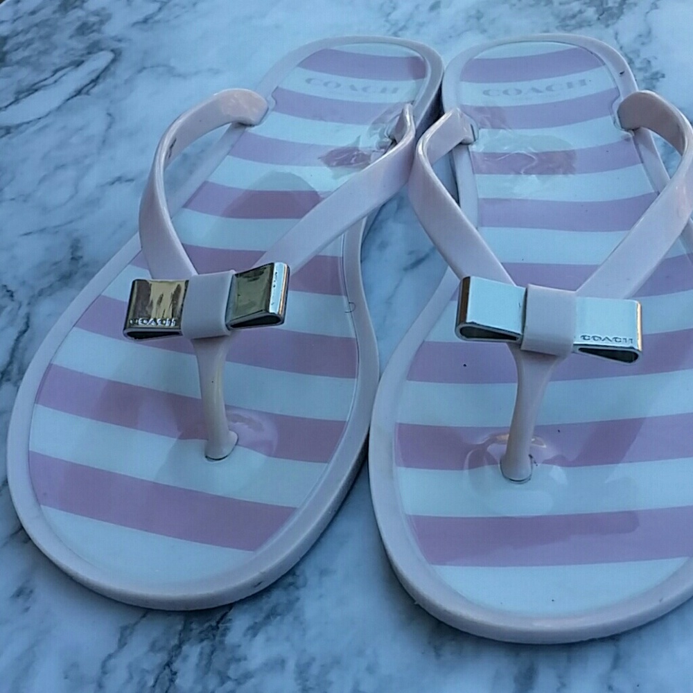 Coach Blush Pink Stripe Jelly Sandals - Picture 3 of 6